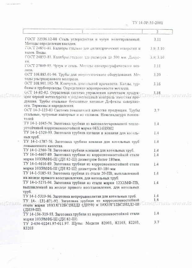 Трубы бесшовные для паровых котлов ТУ 14-3Р-55-2001 (75)