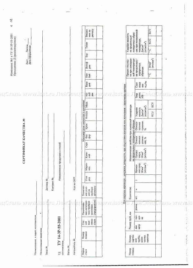 Трубы бесшовные для паровых котлов ТУ 14-3Р-55-2001 (91)