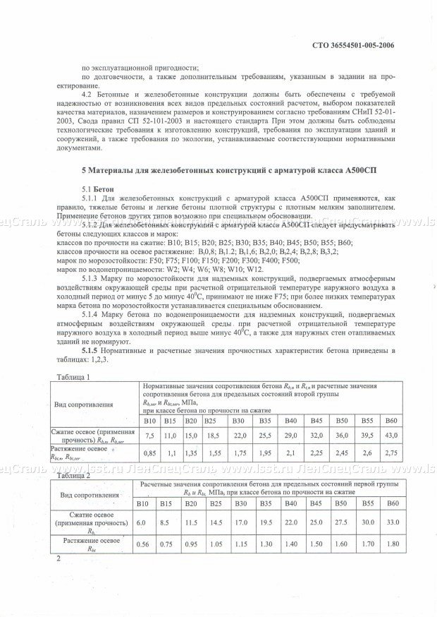 Применение А500 СП в ЖБК СТО 36554501-005-06 (2)