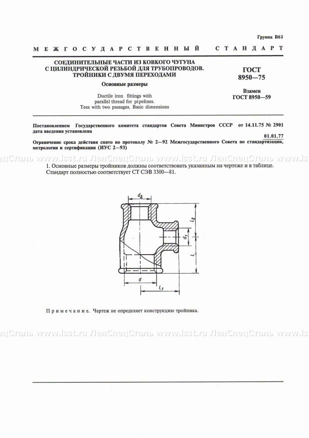 Тройники для трубопроводов ГОСТ 8950-75 (1)