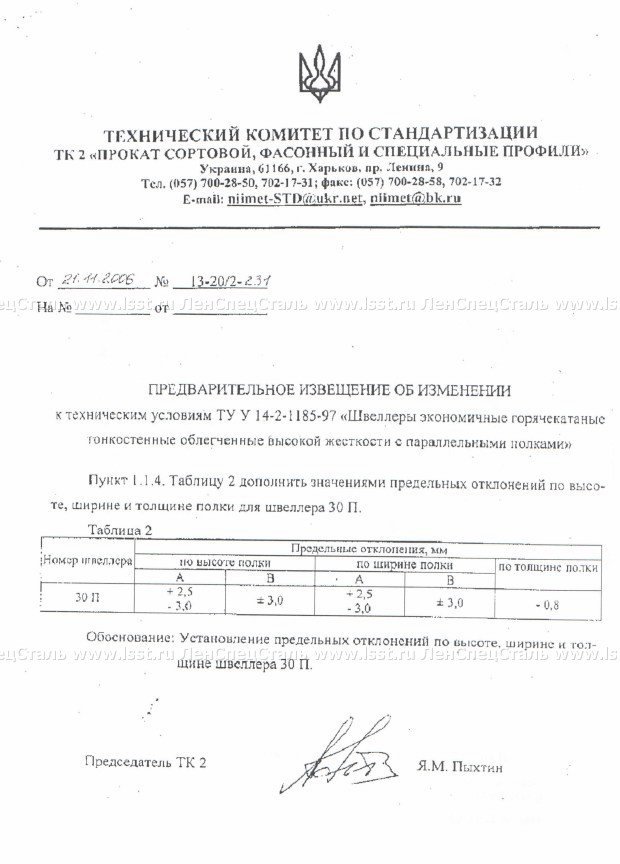 Швеллер ТУ 14-2-1185-97 (19)